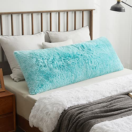 XeGe Accogliente cuscino lungo peloso per il corpo, 21 x 54 cm, federa per il corpo in pelliccia sintetica sfocata con cerniera, cuscino rettangolare e soffice, per donne incinte, cuscino per letto