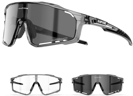 KAPVOE Gafas de Ciclismo Fotocromáticas con TR90 Mujeres Hombres Gafas de Sol Deportivas Mujeres Hombres Running Transparente MTB Accesorios de Bicicleta claro 09
