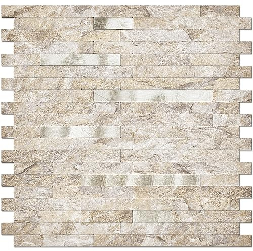 DICOFUN 10-Sheet Peel and Stick Backsplash Wall Tile, PVC Kitchen Backsplash Peel and Stick in Sandstone, 9.4 sq.ft