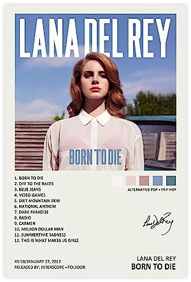 Lana Del Ray Born to Die Music Album Cover Signed Limited Poster Leinwand Poster Wand Kunst Dekor Drucken Bild Gemälde Für Wohnzimmer Schlafzimmer Dekoration Unframe:12x18inch(30x45cm)