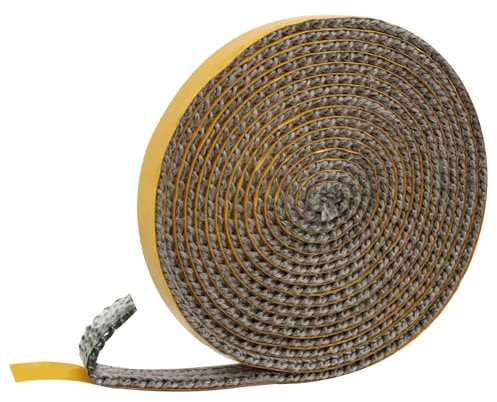 VMUTGA Junta para Chimenea, Autoadhesivo Cinta de Sellado Tira de Sellado Resistente al Calor Cuerda de Sellado de Fibra de Vidrio para Estufa de leña, Puerta Chimeneas, Tubo de Humo (3mm x 10mm x 3m)