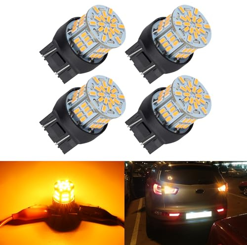 iFunyLED 4PCS 7443 LED Bulb Turn Signal Light 12V-24V Super Bright 7440 T20 LED Replacement Light Kit Set for Car Tail Brake Turn Signal Blinker Lights - Amber Yellow