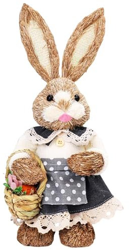 Folpus Muñeco de de Paja de Pascua de 35cm, estatuilla de pie, Adorno de Conejo, artesanía Decorativa para Dormitorio, Estilo c
