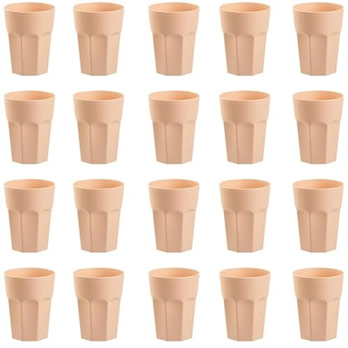 Engelland - 20 x Plastikbecher, Trinkbecher, Apricot, Pastellfarben, 400 ml, Eichstrich, bruchfest, stapelbar, Mehrweg, Kunststoff, wiederverwendbar, Party-Becher, Trink-Glas