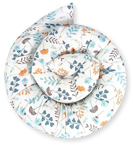 Bebeloo Bettschlange Bettkissen Seitenschläferkissen Nackenrolle Schlafkissen Kuschelschlange Stillkissen Zierkissen Zugluftstopper Body Pillow Baumwolle (180 cm, Feldblumen)