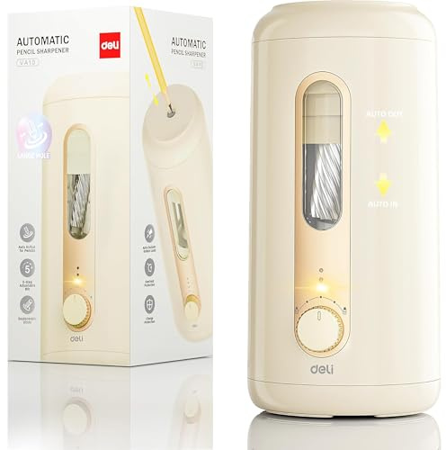 Electric Pencil Sharpener, Fully Automatic Pencil Sharpener for 6.9-10.8mm Colored/Jumbo Pencils, Auto in & Out, Rechargeable Hands-Free Sharpener for Classroom Home Office, Beige