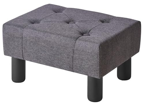 YMYNY Kleine Fußbank, Fußbank Rechteckiger aus Leinen, Sitzhocker, Fußbank für Wohnzimmer, Pouf Couch Hocker, Ottoman Fußstütze für Eingang 40×30.5×22.5CM Grau HBD039G