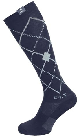 ELT Calcetines de equitación Argyle, azul oscuro/azul piedra, 39-42