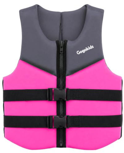 Gogokids Youth Swim Vest for Kids Teens Boys Girls 50-90 lbs & 75-125 lbs, Soft 3D Fabric Swim Jacket, Lightweight Pool Float Vest with Adjustable Straps for Swimming Boating Kayak Beach Water Sports