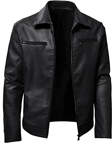 Giubbotto Moto Uomo, Giacca Uomo in Ecopelle con Colletto Rialzato Giacca Bomber da Uomo con Chiusura Lampo Casual per Motociclisti Giubbotto Moto Estivo Giacca Estiva Giacche da Moto