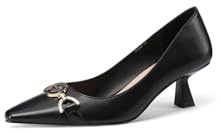 QUEEN HELENA Décolleté con Tacco Basso Scarpe a Punta Chiusa Casual Eleganti Donna K3490 (Nero Pu, Sistema Taglie Calzature EU, Adulto, Donna, Numero, Media, 40)