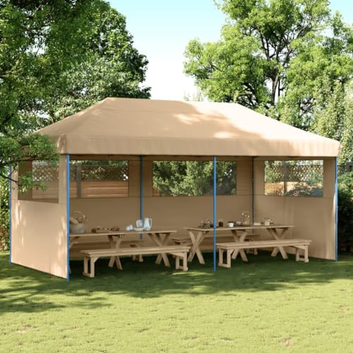 Vikbart festtält pop-up med 3 sidoväggar beige