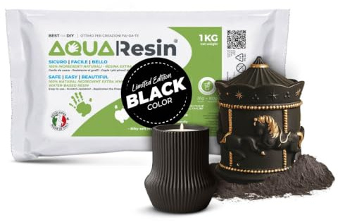 Alfa-Gips (Mineralharts) AQUA RESIN® (Svart, 3 kg) | Sidenmatt Porslinseffekt, Säker och Giftfri, Vit eller Svart och Färgbar, För DIY, Formar, Kreativa Föremål