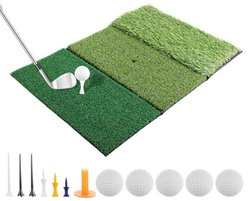 WeeGoo 3 in 1 Golf Hitting Mats, 60×40 cm Tri-Turf Practice Mat