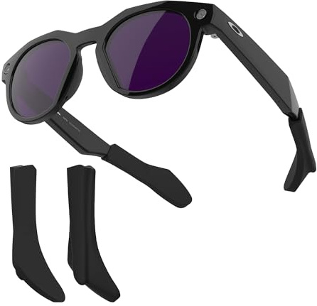 HiBloks Grip per Orecchiali per Occhiali Intelligenti Oakley Meta HSTN Smart, Accessori Antiscivolo in Silicone per Occhiali, Cuscinetti Auricolari per Occhiali da Sole (Nero)