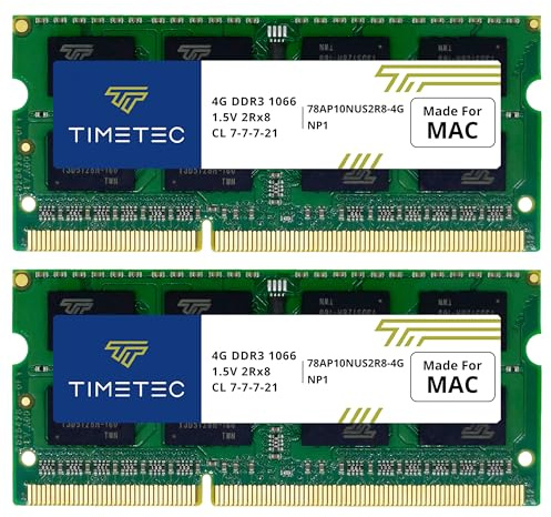 Timetec Hynix IC 8GB KIT(2x4GB) Compatible for Apple DDR3 1067MHz/1066MHz PC3-8500 SODIMM RAM Upgrade for Late 2008, Early/Mid/Late 2009, Mid 2010 MacBook, MacBook Pro, iMac, Mac Mini (8GB KIT(2x4GB))