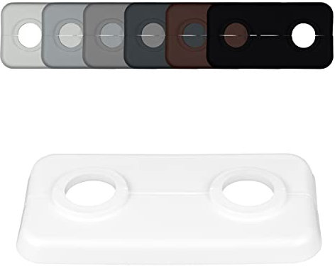 FUX Rosace double pour tuyau de chauffage, 12mm-21,3mm, rosace radiateur, cache tuyau plomberie, coffrage cache tuyau, cache trou, rosace 2 trous (16mm, blanc RAL 9016)