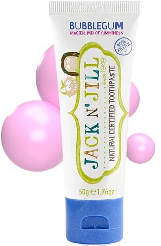 Jack N' Jill Natural Toothpaste for Kids - Fluoride Free Toothpaste, 40% Xylitol, BPA Free - Bubblegum, 1.76 oz (Pack of 1)