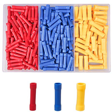 YEYIT 200Pcs Butt Connector, Electrical Terminals Crimp Connectors Electrical Wire Connectors, Insulated Cable Wire Crimp Set Electrical Crimping Tool