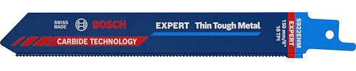 Bosch Professional 3x Hojas de sierra sable Expert `Thin Tough Metal` S 922 EHM (para Láminas de acero inoxidable, Longitud 150 mm, accesorios Sierra sable)