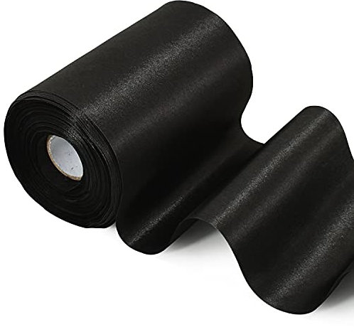 TONIFUL breites schwarzes Satinband, 10,2 cm x 22 m, großes Band zum Schneiden von Zeremonien, zum Öffnen von Stuhl, Haaren, Autoschleifen