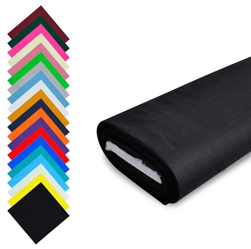 Fashion Track svart bomullstyg per meter UK – 58 tum/147,5 cm bred – 100 % bomullstyg enfärgat – 60 kvadrat – finns i 20 färger och 5 storlekar (2 meter, svart)