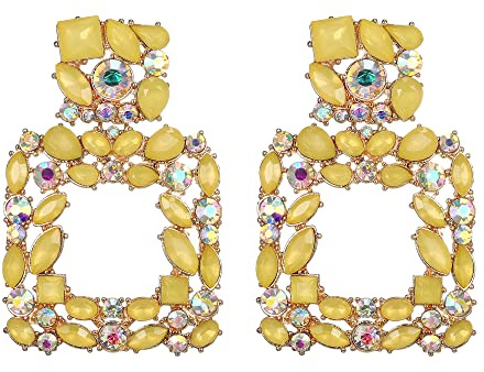 EVER FAITH Boucles d'oreilles Cristal Autrichien Strass Pendentif Carré Géométriques