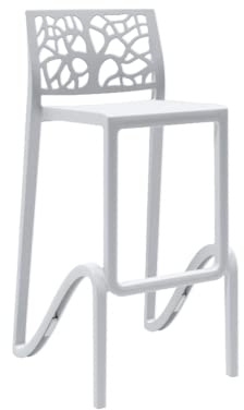 Gardenia Sgabello Alto Impilabile per Interni ed Esterni in Polipropilene Zefiro Bianco Made in Italy per Casa Bar Ristorante, 1, 2204.0073