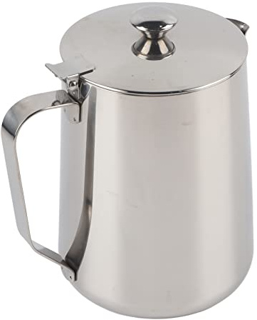 Brocca in acciaio inox con coperchio per latte e caffè Art Latte (350 ml) – Manico da e ufficio + brocca schiumalatte – 350 ml