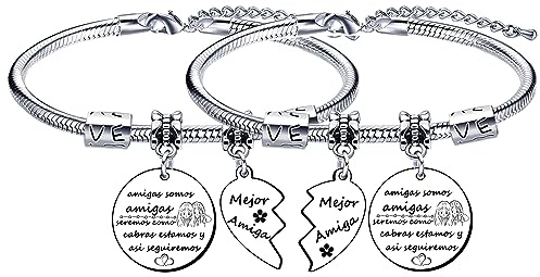 XQXQXZ Amigas Pulseras Regalo de Amistad Pulsera MujerUna Amiga no se Encuentra por Casualidad, Se Elige con el Corazón Colgante de Plata con Grabado para Navidad (2)