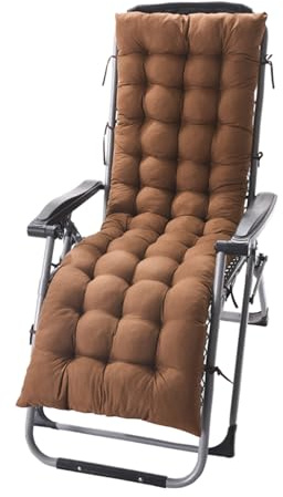 KMQRDZi Cojín para Tumbona de Jardín 155 x 48 x 8 cm - Acolchado para Ratán, Sofá, Lino Sintético y Chaise Lounge (Marrón)