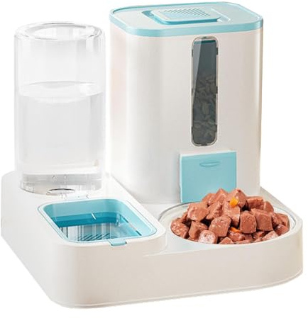 Distributeur Automatique de Nourriture pour Animaux domestiques Petits et Moyens Animaux Distributeur Automatique de Nourriture et Abreuvoir 2,4 L + 1,3 L