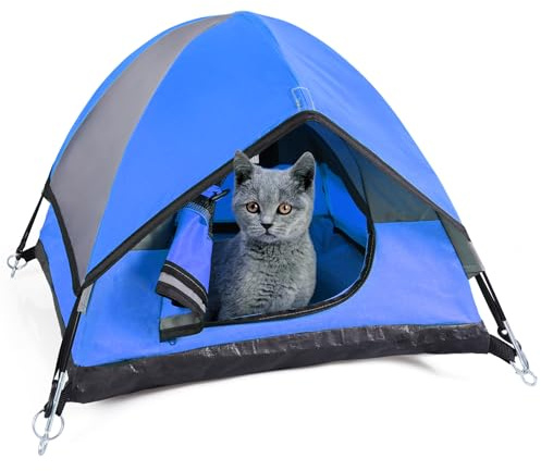 Cat Camping Tent, Cat Tent Bed, Pet Tent for Indoor Cat and Small Dog, Mini Tent (Blue, 21 x 21 x 14 Inches)