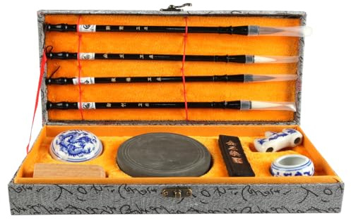 ZONADAH Set di 10 pennelli per calligrafia cinese, set di penne per calligrafia, pennello, set da pittura, accessori per calligrafia con confezione regalo per principianti e studenti