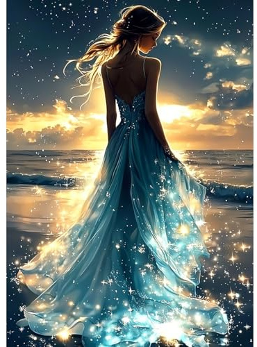 DAERLE Diamond Painting Kit Completo Chica de fantasía, Kit de Pintura de Diamantes Kits Adultos, Pintura de Diamantes Hada, Cuadro Diamantes para Decoración de Pared del Hogar 30x40cm