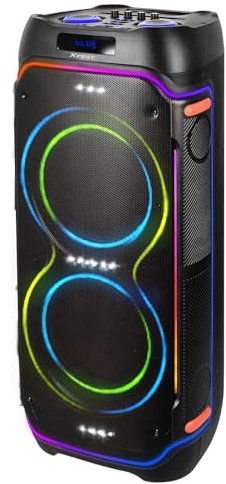 Trevi XFest XF 3600 PRO Speaker Wireless 200W, Altoparlante Portatile con Microfono Senza Fili Incluso, Ingressi USB, Micro SD, AUX-IN, Funzione TWS, Karaoke Party Speaker con Batteria Integrata