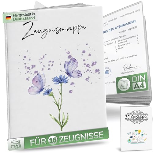Zeugnismappe Jungen & Mädchen - Besonders Widerstandsfähig inkl. Extra dicke Folien. Zeugnismappe A4 -Schulzeugnisse knicksicher & ordentlich aufbewahren. Ideal für Schule & Grundschule.