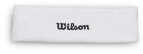 Wilson Terry Logo Fascia Per Capelli, Con Tecnologia Traspirante, Resistente Al Sudore, Realizzata In Tessuto Ad Asciugatura Rapida, Colore: Bianco Brillante, Taglia: Unica
