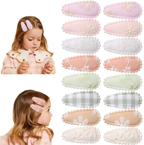 JEYORZY 16pcs Baby-Haarspangen, Hair Clips, Niedliche handgefertigte Kleinkind-Haarspangen, Haarspangen Kinder Mädchen Süße Haarnadel aus Stoff haarklammern mädchen für Kleinkinder Haarstyling Make Up