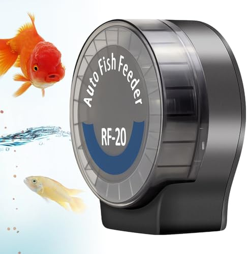 Distributeur Nourriture Poisson Automatique, Distributeur Poisson Nourriture avec Minuterie, 108ml Réglable pour Poudre, Granulés Et Pellets, Fonctionne sur Piles