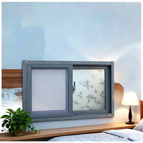 Schiebefenster, kleine Kellerfenster, Schiebefenster mit Aluminiumrahmen und Hartglas, for Lagerräume und Badezimmerbelüftung, Milchglas(50x60 cm)