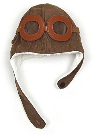 CPUK Cool Kids Toddler Infant Child Kids Pilot Aviator Novelty Gift Fun Fleece Soft Warm Beenie AIR Force Kid HAT Cap Warm Earmuffs by consumerproducts-UK Brown