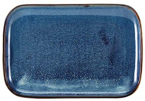 Genware RP-PBL34 Terra - Piatto rettangolare in porcellana, colore: Blu acqua, lunghezza 345 mm, profondità 235 mm, confezione da 6