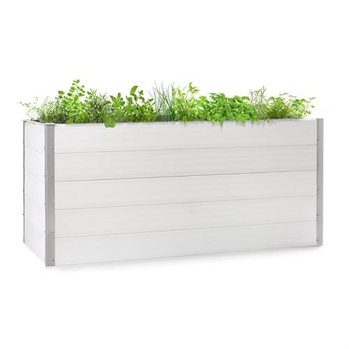 blumfeldt Nova Grow - Bancal, WPC Resistente Intemperie, Protección contra Rayos UV, óxido y heladas, Refuerzos de Aluminio en Las Esquinas, Estética de Madera, 195 x 91 x 100 cm, Blanco