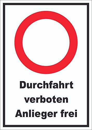 Durchfahrt verboten Anlieger frei Aufkleber A4 (210x297mm)