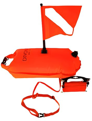 DiVONEA | Sac Etanche 28 L + Bouée signalisation Plongée + Flotteur de Nage - 3 Produits en 1 - Accessoires fournis