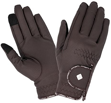 LeMieux Unisex Classic Leather Riding Gloves in Brown - Breathable - Touch Screen Compatible - M