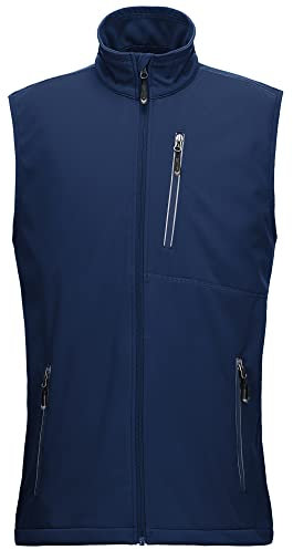 33,000ft Leichte Softshell Weste für Herren, Wasserdichte Winddichte Laufweste, Atmungsaktive Vest Gilet Ärmellose Jacke für Radfahren, Laufen, Wandern, Golf, Arbeit Dunkelblau L
