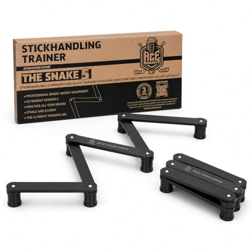 ACE HOCKEY Lightweight Stickhandling Training Aid - Snake 5, Equipment for Puck Control, Street Hockey Training, Reaction Time and Coordination, Durable, Portable and Adjustable