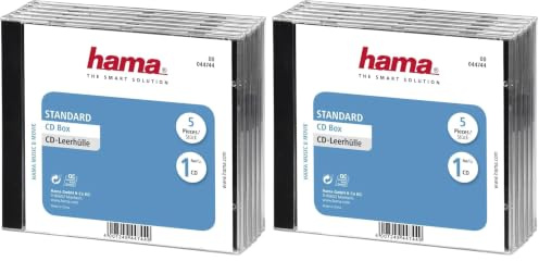 Hama 44744 | CD Jewel Case Single capacity | 10 Pack, Black
